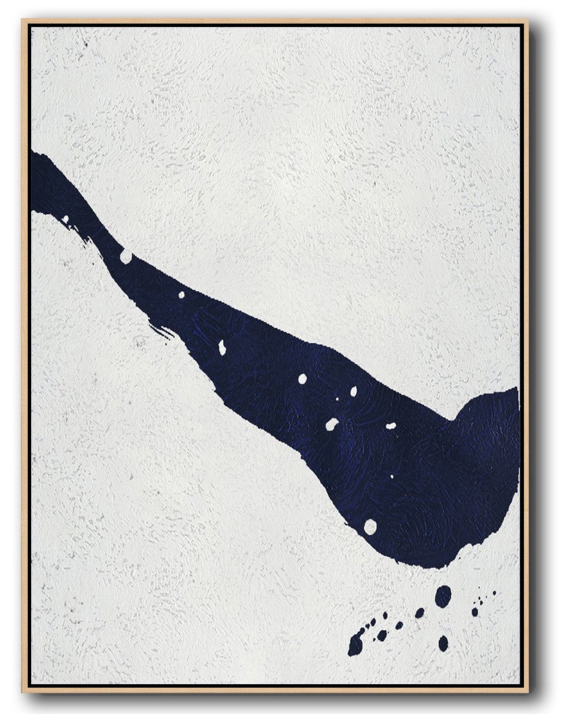 Buy Hand Painted Navy Blue Abstract Painting Online - Get Your Photos Printed On Canvas Huge